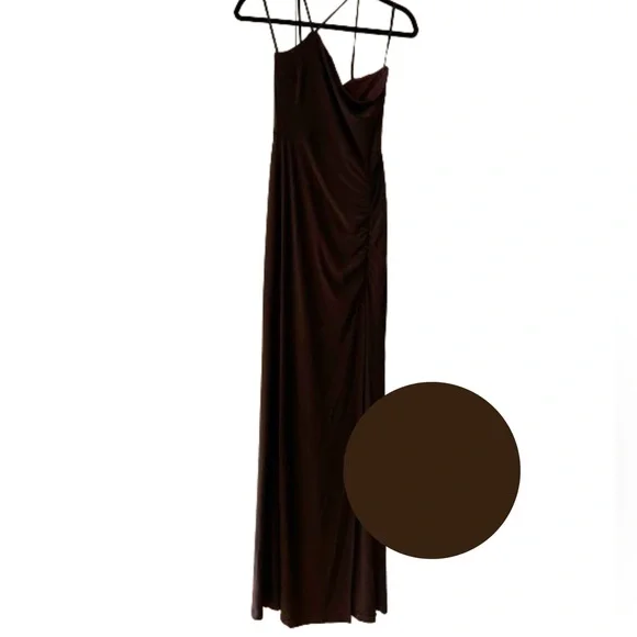 brown lioness dress Spaghetti Straps Sequin Maxi Prom Dress with Lace-up Back – FancyVestido main image 1